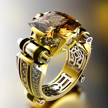 

Fashion Classic Gold With Black Stone Men's Ring Steampunk Vintage Engement Lovly Wedding Gift Male Trendy Jewelry