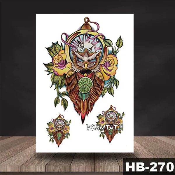 17 Waterproof Temporary Tattoo Sticker Book wise Owl pattern tattoo Water Transfer old school style body art fake tattoo women - Цвет: 17