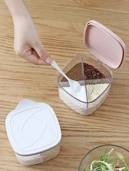 

Household salt shaker seasoning box Kitchen storage box seasoning box jar MSG combination set seasoning jar kitchen stuff