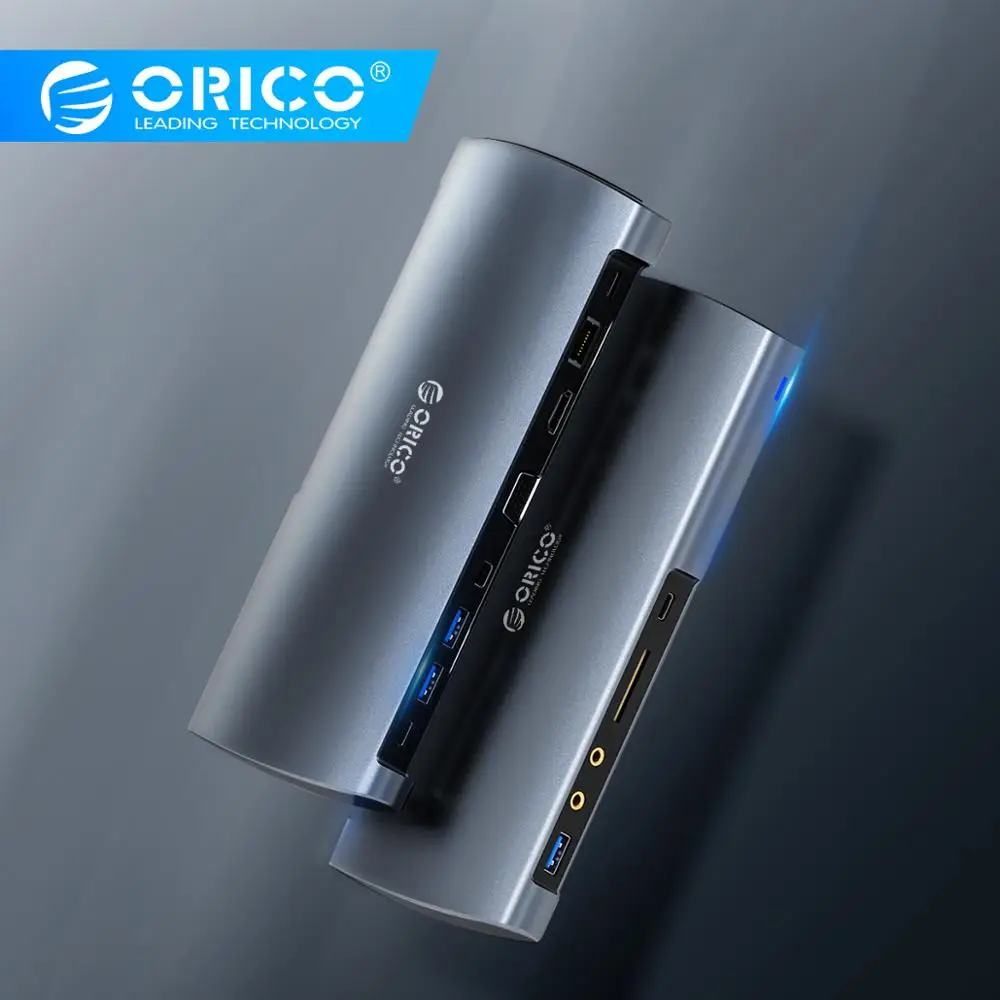 ORICO Aluminum USB C HUB Type C to HDMI/VGA/MiniDP/USB3.0/Card reader/RJ45/PD/Sound Card Adapter Sp