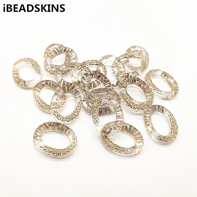 

New arrival! 29x22mm 280pcs clear with gold stripe oval-shape beads for Earrings accessories parts,hand Made Jewelry DIY