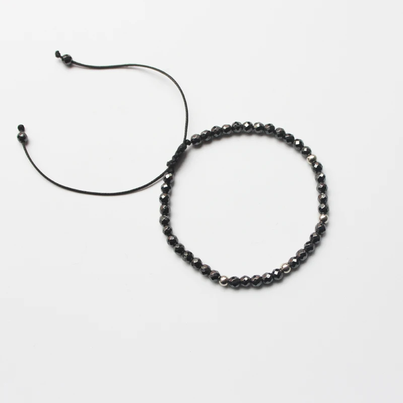 Женский браслет с гематитовыми бусинами регулируемый 4 мм HB1026|bracelet couple|men banglebracelet