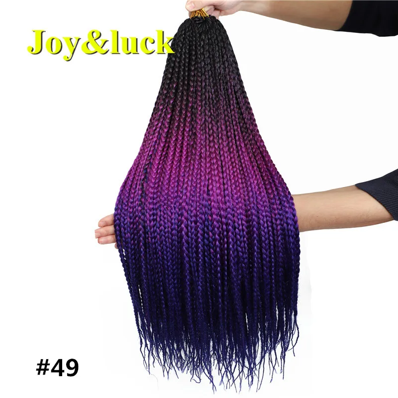 49 Joy&luck, 24 дюйма, цветная коробка, косички, синтетические плетеные волосы для женщин, вязанные волосы для наращивания, 22 корня - Цвет: 49