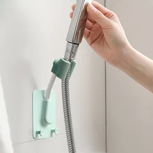 1pc Shower Head Holder Adjustable Self-Adhesive Shower Head Bracket Wall Mount with 2 Hooks Stand ABS Bathroom Universal