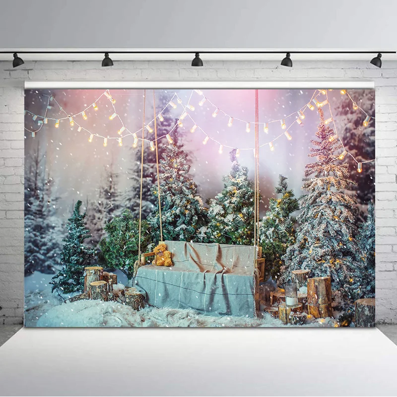 

Christmas Theme Photography Backdrops Newborn Baby Kids Photo Props Studio Booth Background Snowflake Christmas Tree Background