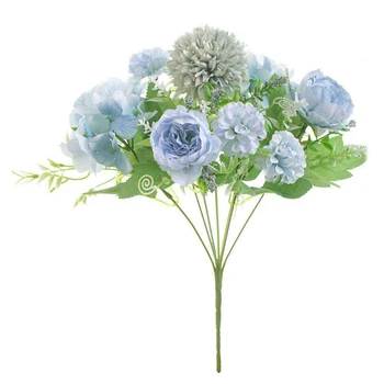 

Artificial Flower,Fake Peony Silk Hydrangea Bouquet Decoration Plastic Carnation Realistic Floral Arrangement Wedding Decoratio