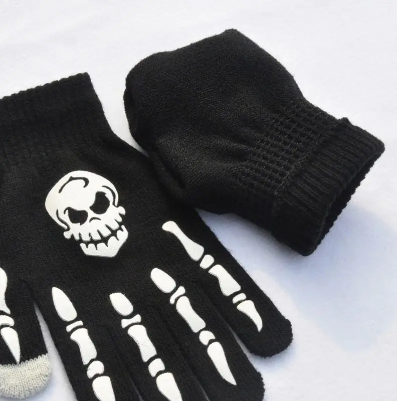 Unisex Unisex Adult Children Winter Cycling Full Fingered Gloves Halloween Horror Skull Claw Skeleton Anti-Skid Rubber Outdoor cotton gloves for men