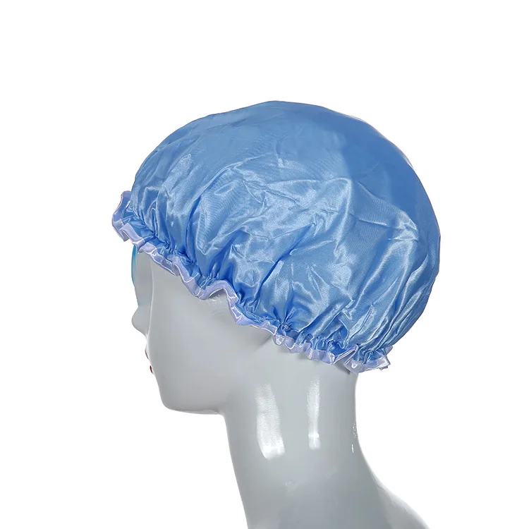 light blue Толстая 1 шт. водонепроницаемая шапочка для ванной, двойной слой, покрытие для волос для душа, женские принадлежности, шапочки для душа, аксессуары для ванной комнаты - Цвет: light blue