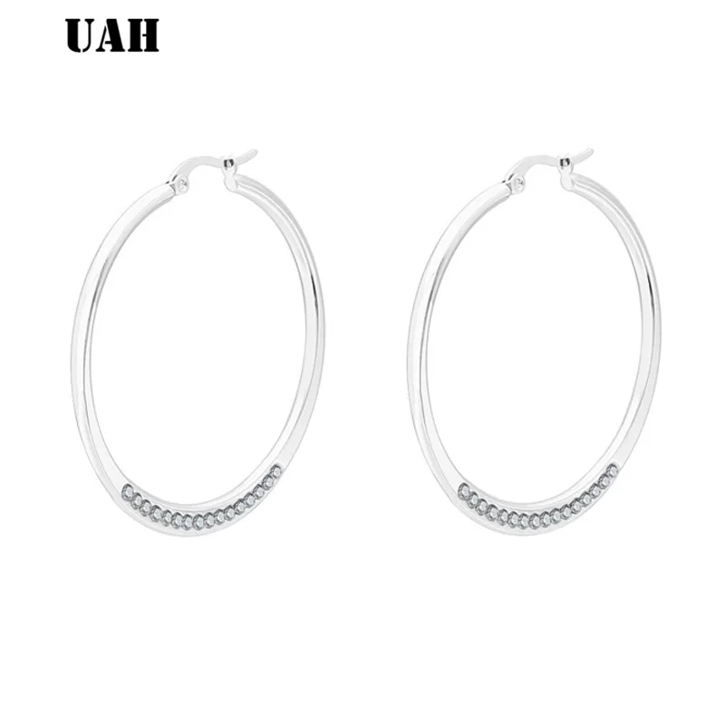 UAHCrystal круглые серьги-кольца Витой Золотой Цвет для женщин вечерние высокое качество