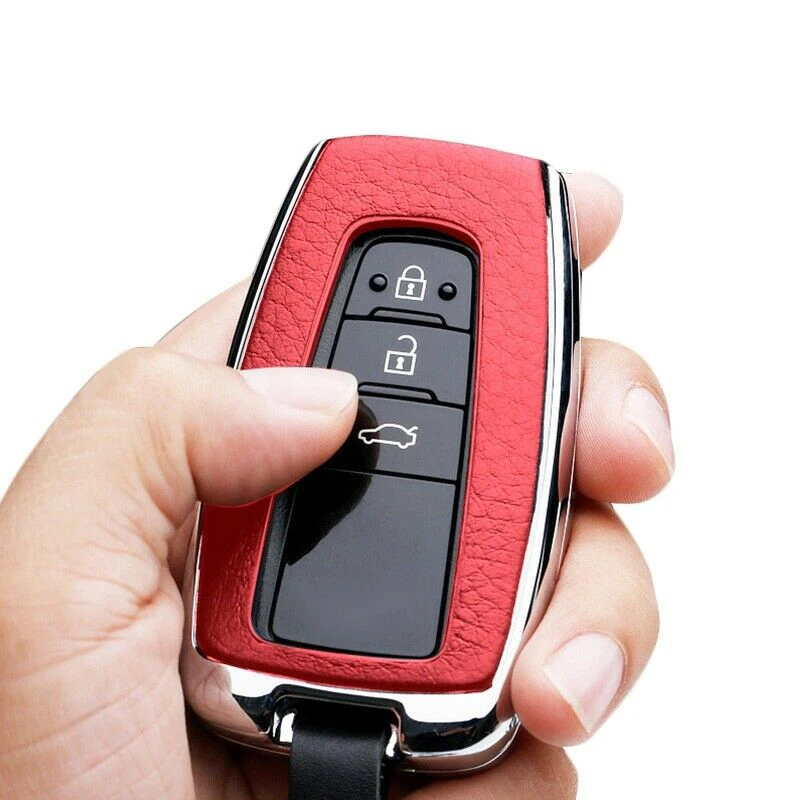 Автомобильный аксессуар Красный кожзам металлический брелок для ключей цепь чехол для Toyota Camry Avalon CHR RAV4