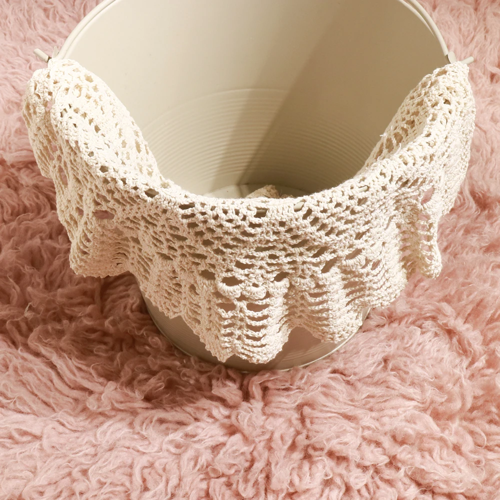 Algodão redondo artesanal crochê recém-nascido floral cobertor