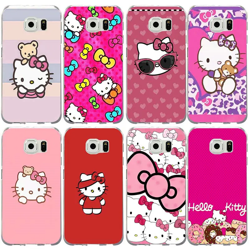 Чехол для телефона Samsung Galaxy S2 S3 S4 S5 Mini S6 S7 S8 S9 S10 Edge Plus Lite Note 8 9 Мягкий ТПУ чехол Hello Cat