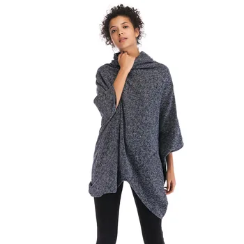 

Women Loose Cape Street Style Scarf Collar Half Sleeve Batwing Sleeve Irregular Sweaters Pullover Outwear Top Wram Cloak 2020