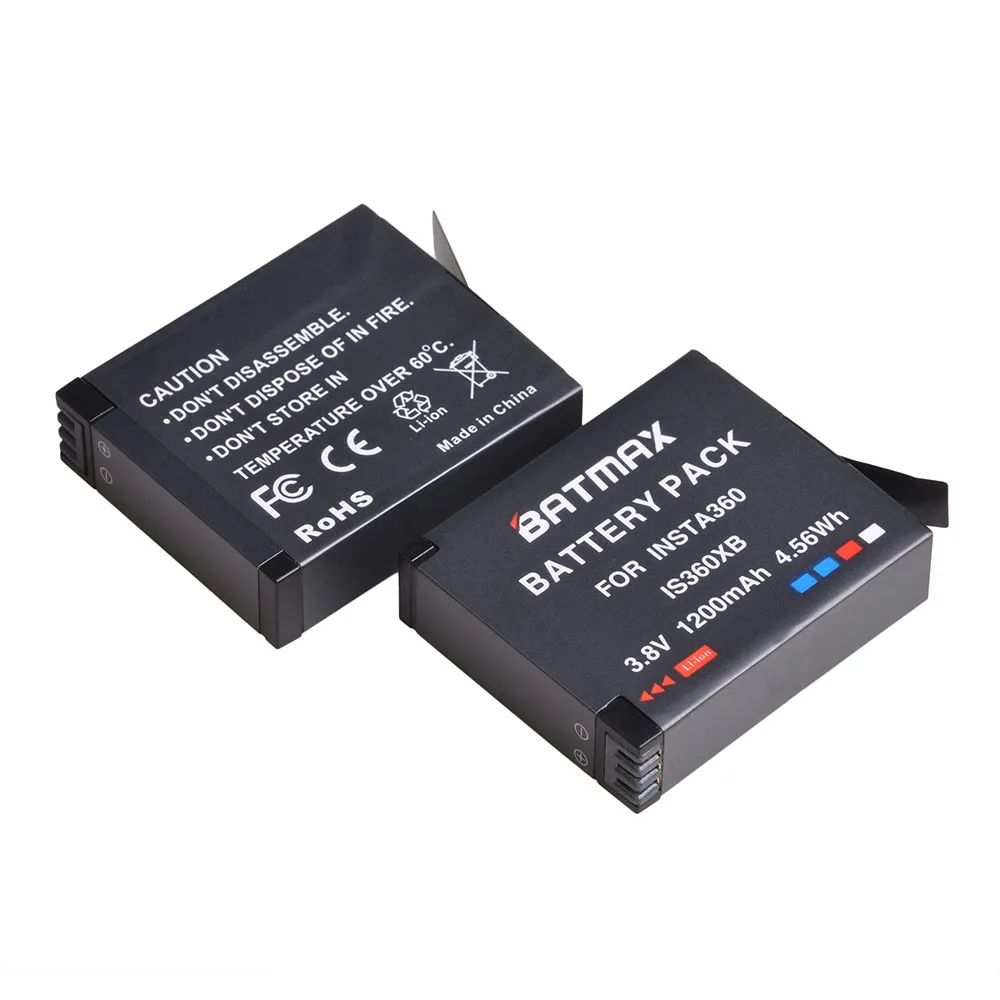 Batmax 1200mAh Insta360 One X Camera Battery IS360XB Replacement Battery + LED USB 3-Slots Charger Micro USB Charge Port rechargeable battery camera battery camera battery charger action camera battery