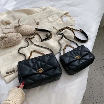 

Small Xiangfeng Lingge Chain Women's Bag 2020 New Fashion Women's One Shoulder Messenger Bag Small Square Bag