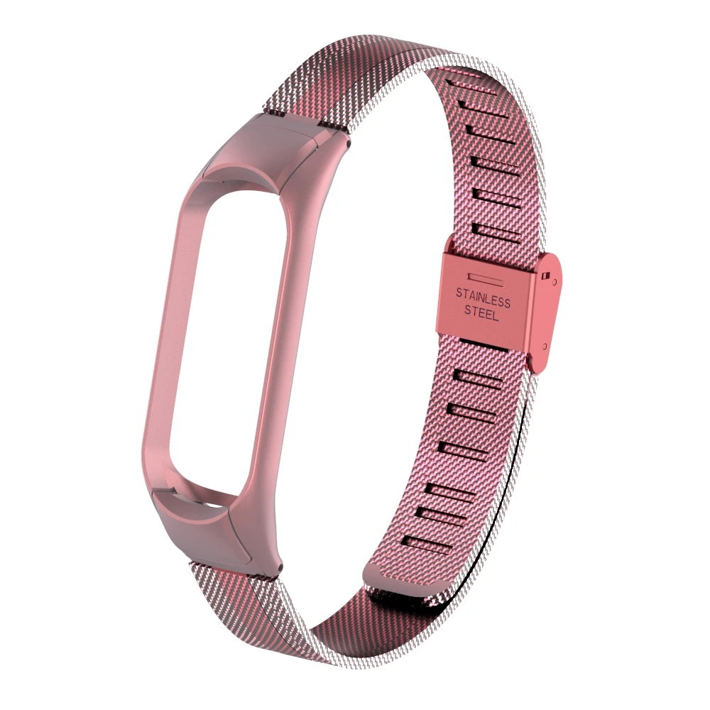 Rose Pink HANGRUI mi Band 4 из нержавеющей стали градиентный цвет металлический стальной ремешок для Xiaomi mi Band 4 браслет сменный ремешок подарок 1p пленка - Цвет: Rose Pink