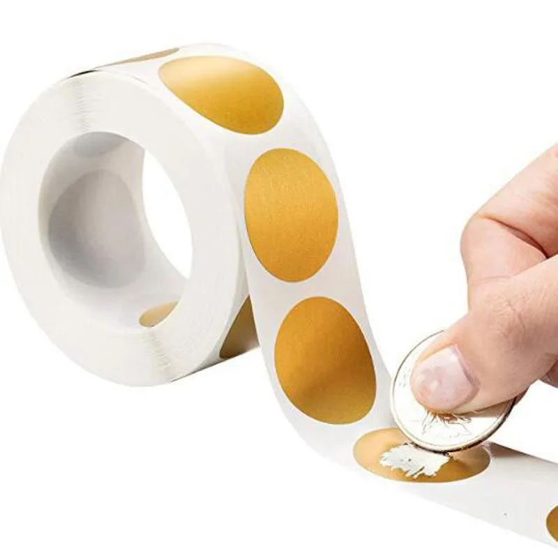  300Pcs/roll Round Scratch Off Stickers DIY Scrapbooking Invitation Card Stickers Self Adhesive Gift - 4000379797697