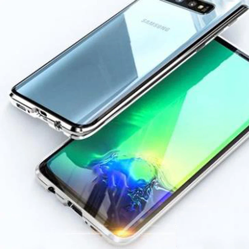 Clear With Silver sm Магнитный металлический двойной боковой Чехол для samsung Galaxy S10 S9 S8 Note10 плюс S10 5G S10E для Примечание 10 9 8 для A10 S A30 A50 A70 A8 - Цвет: Clear With Silver sm