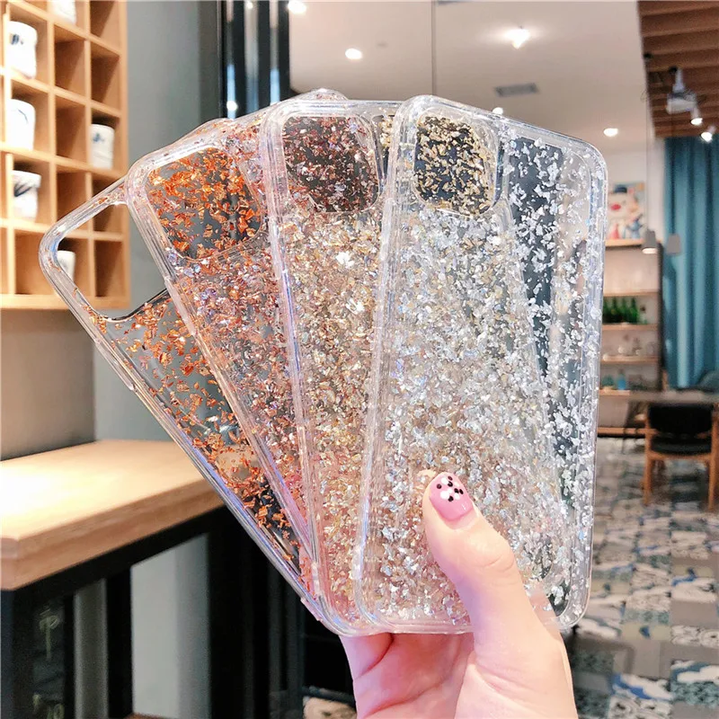 Moskado Luxury Bling Gold Foil Soft TPU Silicone Phone Case For iPhone
11 Pro Max X XR XS Max 7 8 Plus Back Cover Coque Fundas