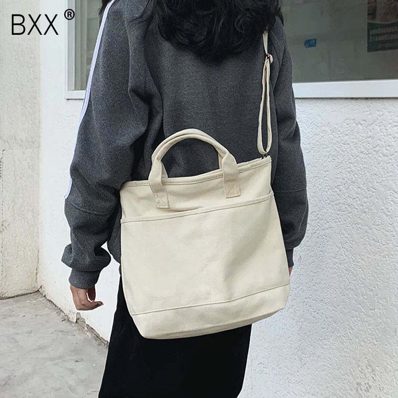 

[BXX] Luxury Casual Canvas Large Capavity Crossbody Bags For Women 2020 Simple Style Shoulder Messenger Bag Handbags HK278