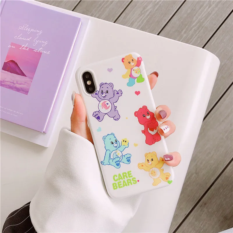 Care bears cartoon silicone soft case for iphone 11Pro xs max xr cute bear glossy phone case for iphone 6s 7 8plus 7plus 8 Cases - Цвет: 1