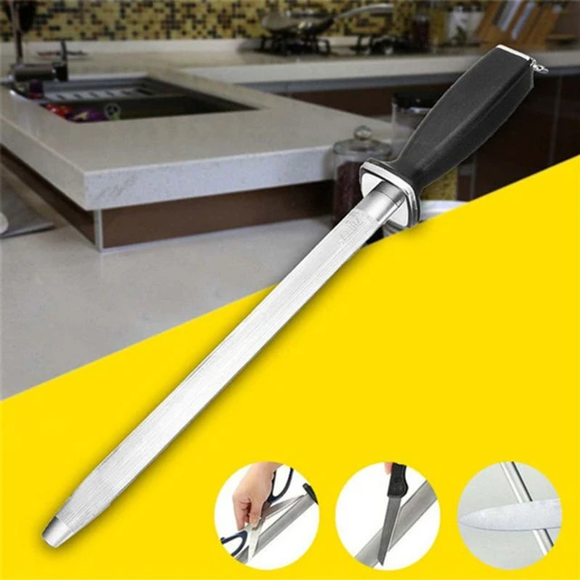 12'' Professional Chef Knife Sharpener Rod Diamond Sharpening Stick Honing  Steel For Kitchen Knife