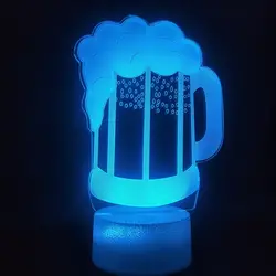 3D лампа на батарейках пивное стекло 7 цветов с дистанционным Украшением гостиной уникальный подарок для подростка светодиодный ночник