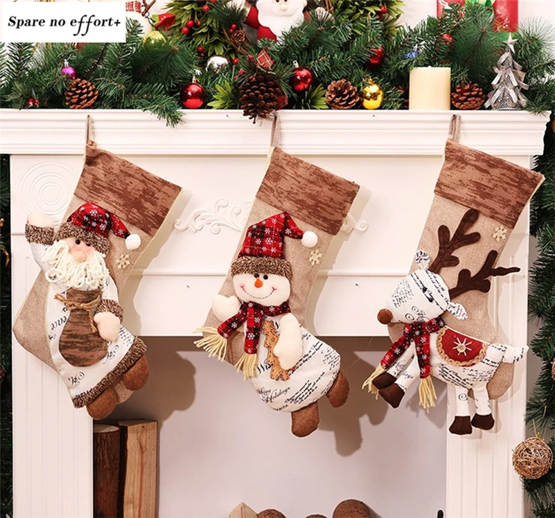 

Santa Claus Snowman Christmas Stockings Natal Candy Gift Bag Christmas Socks Decoration New Year christmas tree decorations