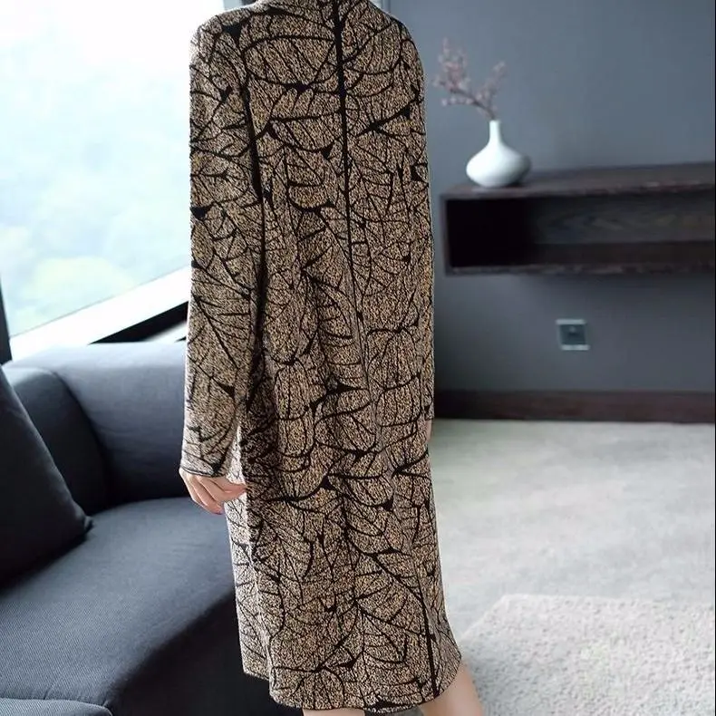 Suéter largo Retro de punto de cuello alto para mujer, suéter con botones de manga larga a la moda, vestidos de invierno 2022 ► Foto 2/6