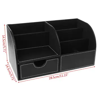 

7 7 Storage Compartments Multifunctional Leather Office Desktop Organizer Business Card Pen Pencil Mobile Phone Holder Storage