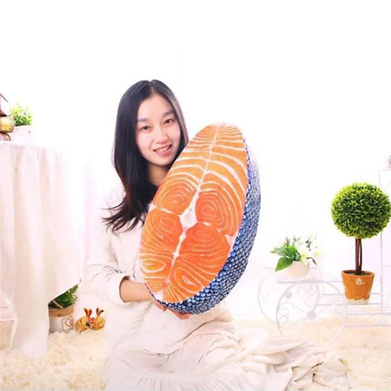 50cm Removable Salmon Plush Cushion Simulation Seat Cushion Decoration Cotton Pillow Cojines Decorativos Almofada 30AUG08
