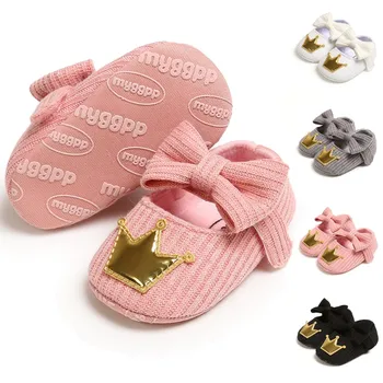 

Baby Shoes Soft First Walkers Baby Boy Girl Shoes детская обувь Cute First Walk Spring Shallow Crown Bowknot Shoe Free Ship
