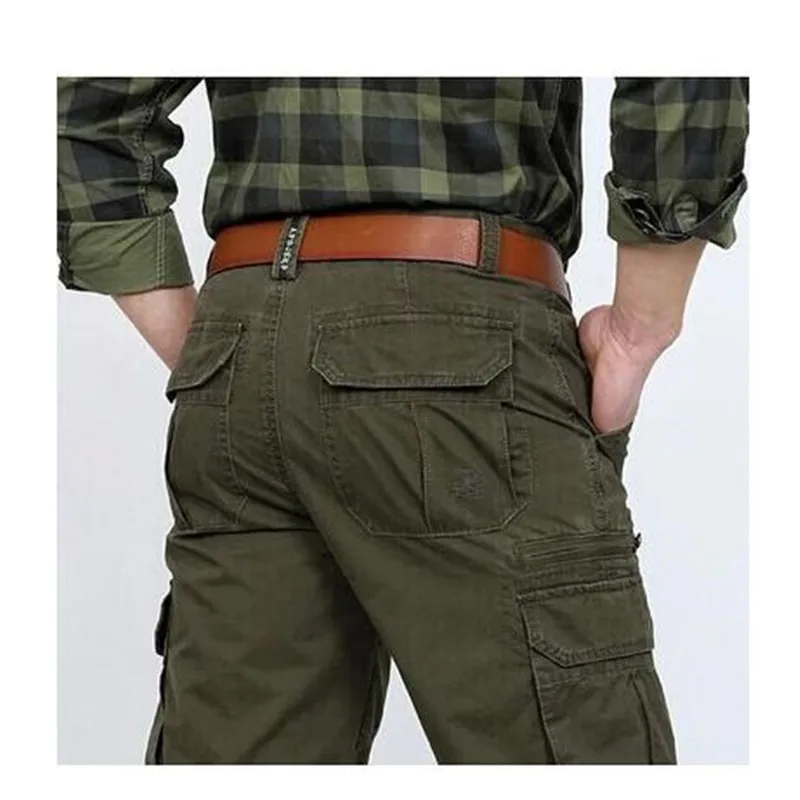 Mens Pants Cotton Casual Military Mens Cargo Pants With Many Pockets Army Khaki Plus Size 30-44 Mens Pants 2019