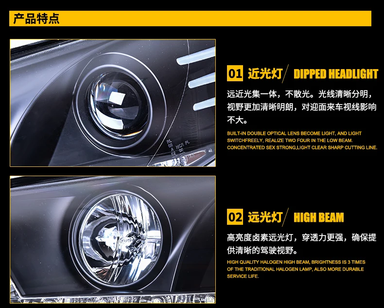Car Styling for VW Scirocco Headlights Scirocco R LED Headlight DRL Lens Double Beam H7 HID Xenon bi xenon lens