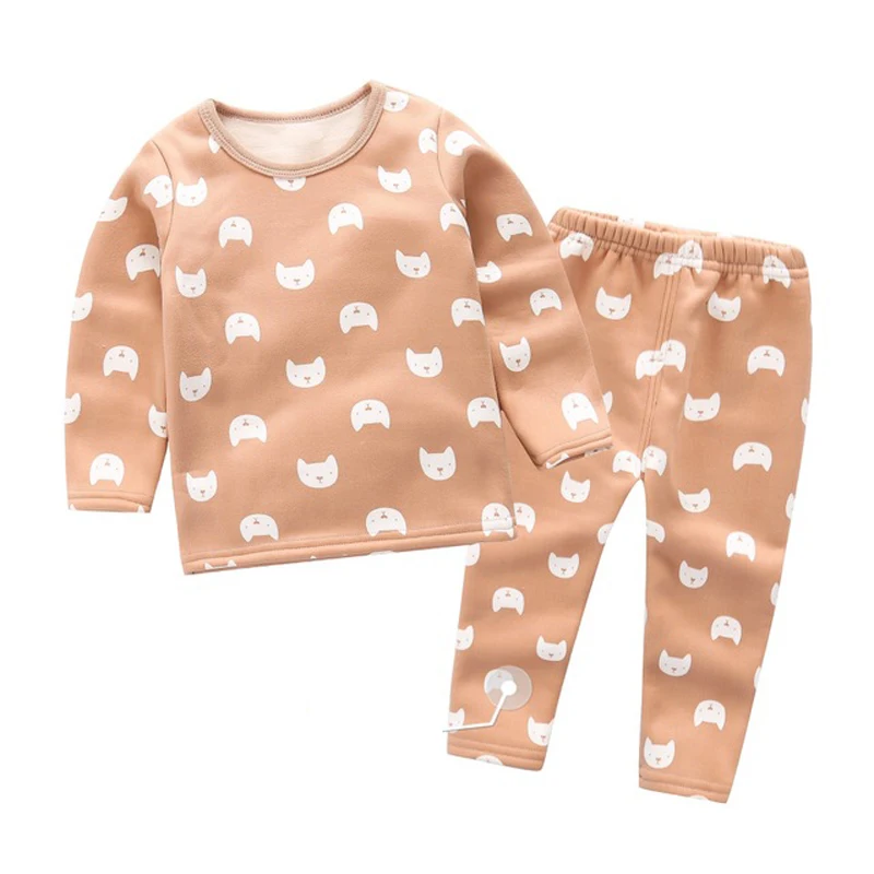 

Kids Thermal Underwear Print Cotton Thick Boys Pyjamas Girls Sets For Winter Children Long Johns Warm Suits