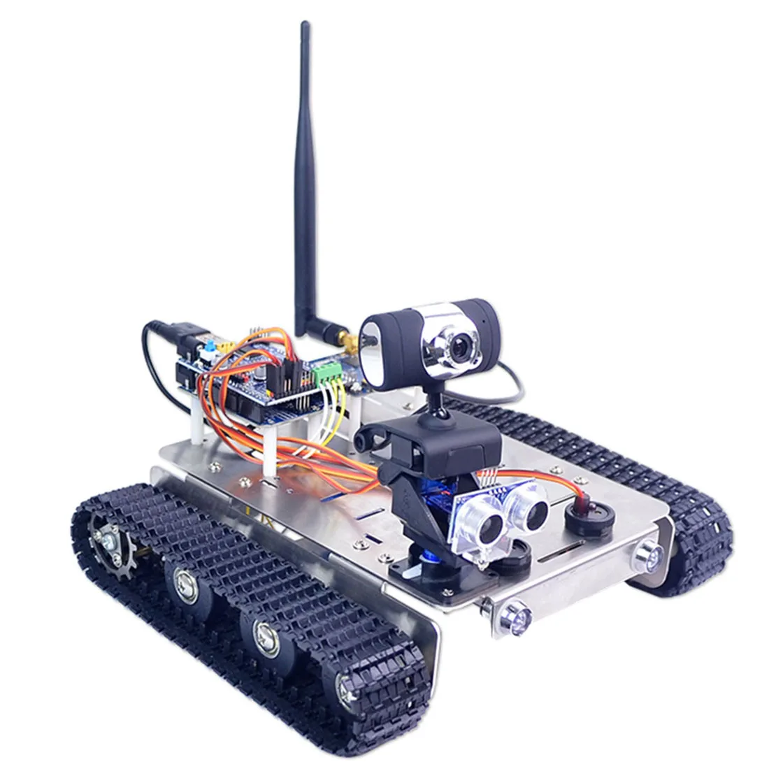 Программируемый робот DIY Wifi+ Bluetooth шасси из нержавеющей стали трек танк паровой обучающий автомобиль с графическим программированием XR - Цвет: Robot Wifi Tank