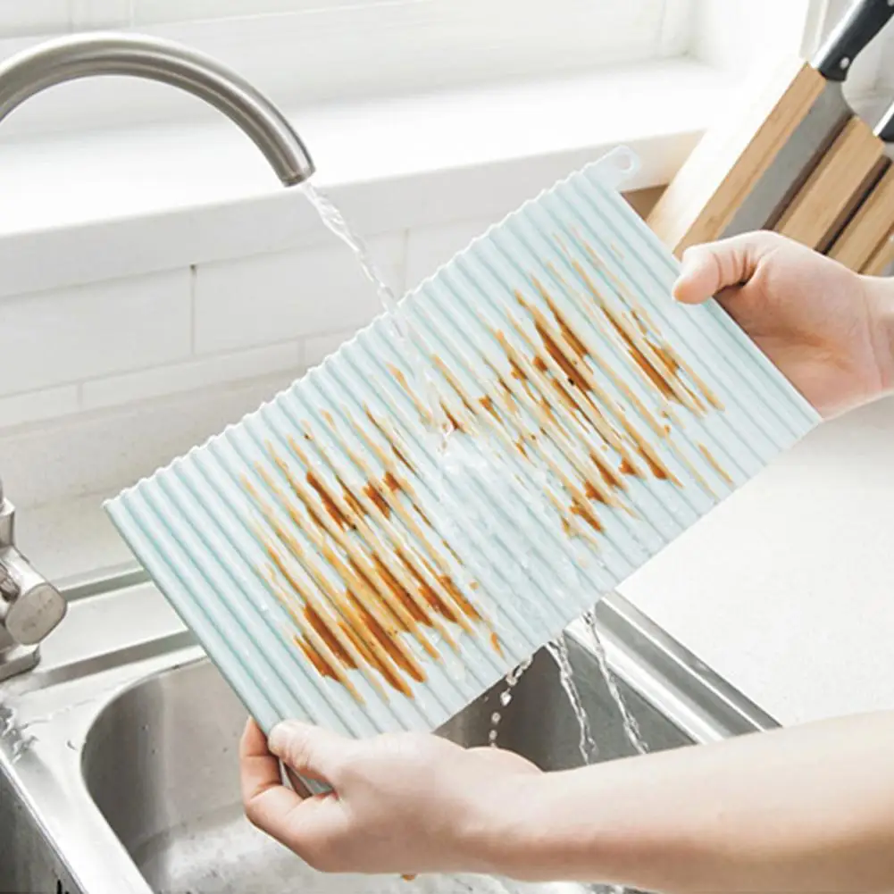 Simple hanging kitchen utensils drain pad foldable safety antibacterial household items dish mat heat resistant non-slip