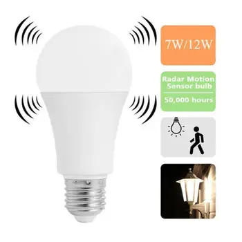 

White Radar Induction Plastic Clad Aluminum Bulb Stair Induction Light 7W 12W LED Lights Home Decoration
