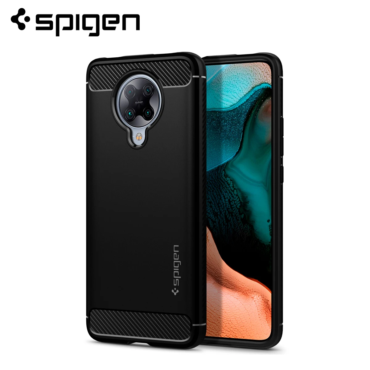 Прочный армированный чехол Spigen для Xiaomi Poco F2 Pro матовый черный ACS01233 гибкие мягкие
