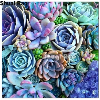 

Crystal Paintings Succulent Plants Diamond Embroidery Full round 5d Diy diamond painting Cactus Diamond Mosaic set