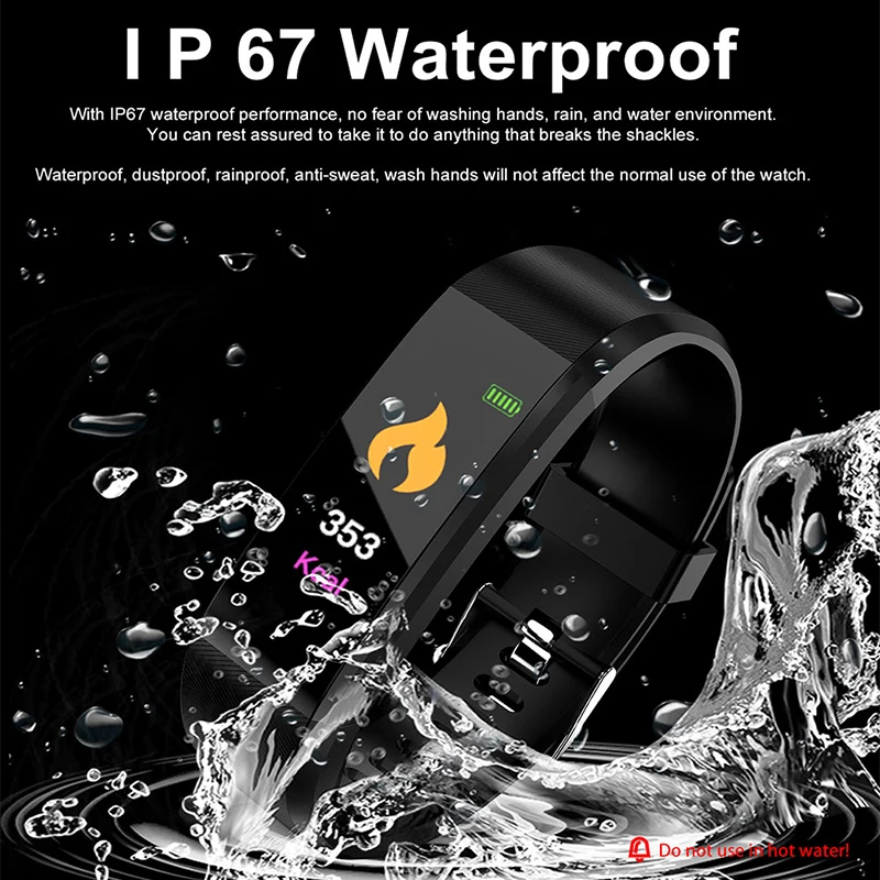 In Stock ! 115 Plus Smart Band Fitness Tracker Bluetooth Smart Watch Bracelet Heart Rate WristBand USB Charge Fit Bit Pulseira