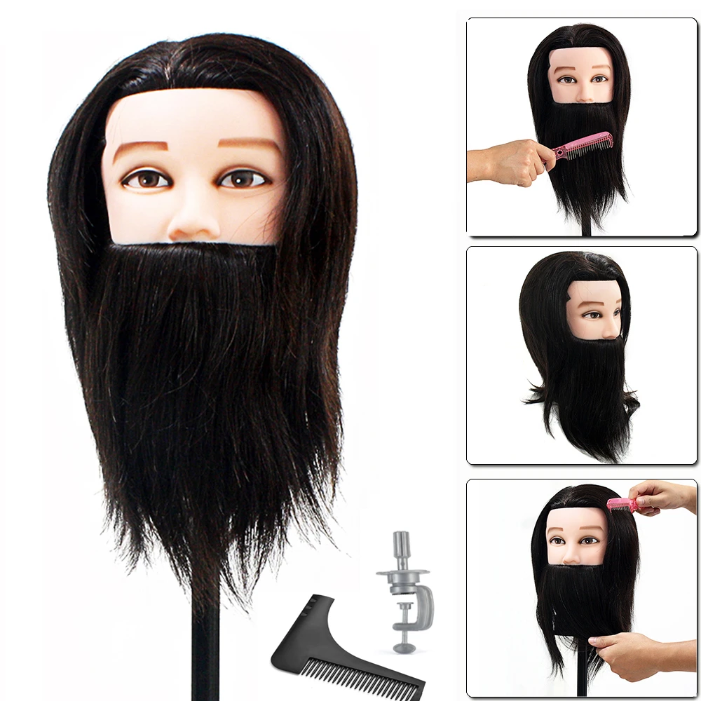 black male mannequin head with hair