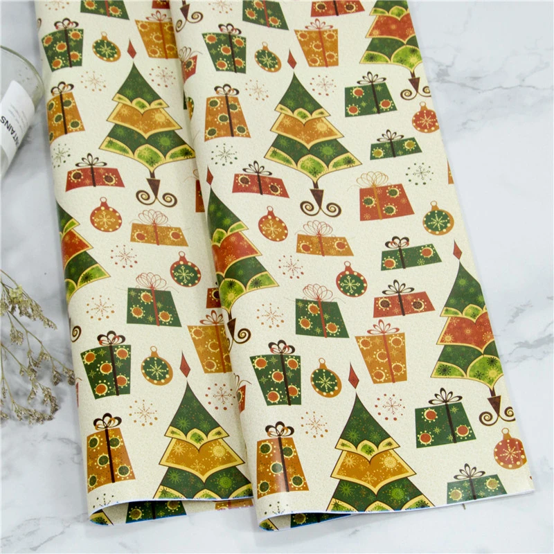 Рождественская оберточная бумага, зеленое украшение, бумажная подарочная упаковка, декоративная Рождественская Праздничная упаковка посылка, бумажная подарочная бумага
