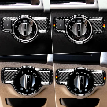 

For Mercedes Benz A B C E G Class CLA GLA GLE GLK GL Car Styling True Carbon Fiber Headlight Switch Frame Cover Trim Sticker
