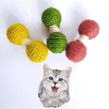 

Cat Scratching Sisal Ball Catcher Weaving Ball Trailer Film Twine Chewing Dumbbell Rod Cat Toy Sports Training Play Toy Cat Toy