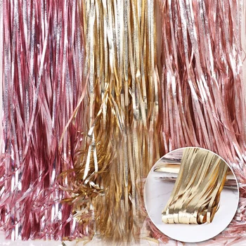 

2M 3M Rose Gold Unicorn Party Wedding Decoration Foil Curtain Party Backdrop Fringe Curtain Birthday Party Decorations Adult