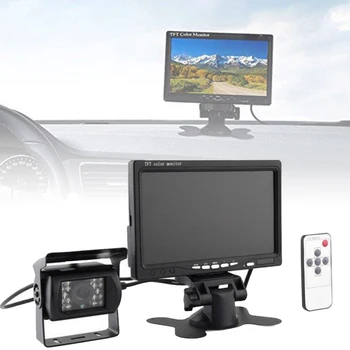 

Metal Truck Backup 7 Inch Monitor 18 LED Parking Rear View Camera Kit Wide Angle Universal Night Vision Bus Waterproof Reversing