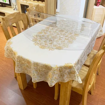 

New Transparent Glass Soft PVC Tablecloth Wedding Party Waterproof Home Kitchen Oval Mat Worktable Tablecloth Custom Size