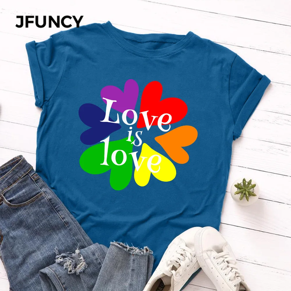 

JFUNCY Plus Size 100% Cotton Women T Shirt Colorful Print Summer Tee Top Short Sleeve Woman T-shirt Female Tshirt Camiseta Mujer