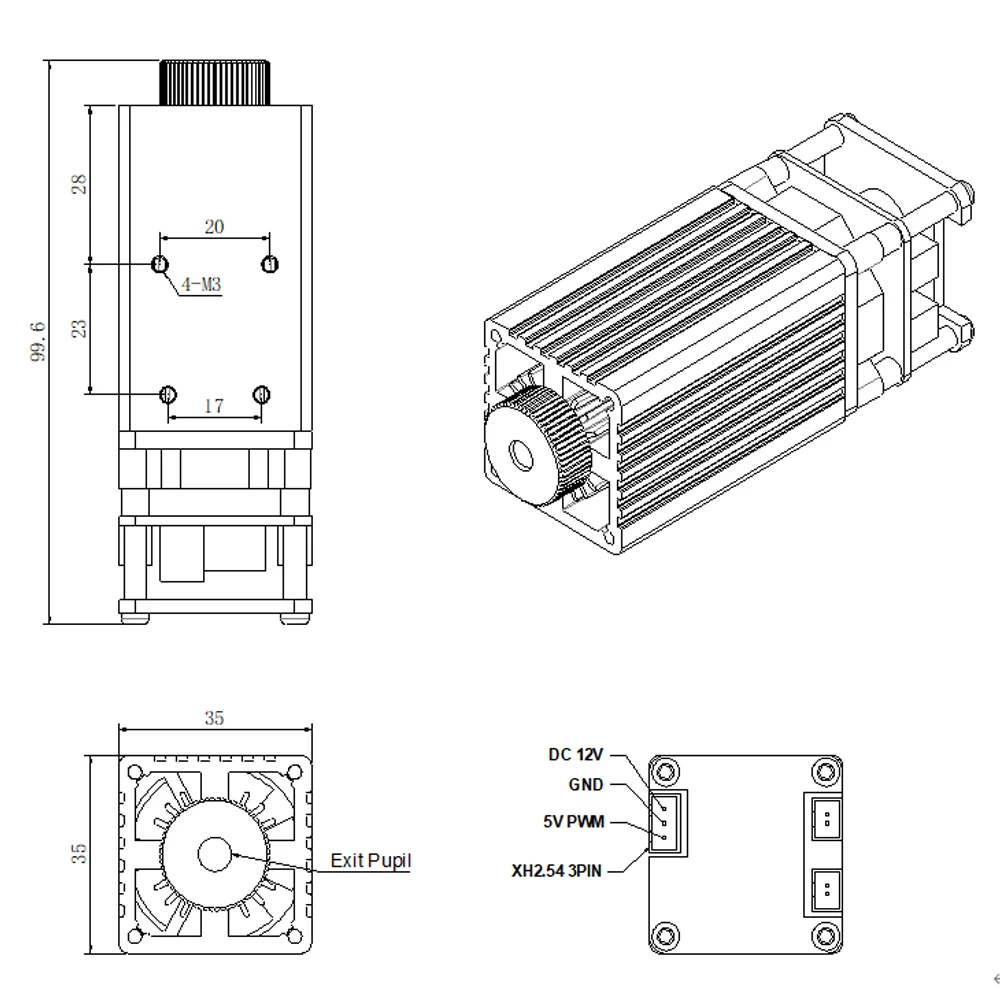 LASER TREE 10W 5W 4W Laser Module, 450nm TTL Blue Light Laser Head for Laser Engraving Wood DIY Creation Tool — view 3